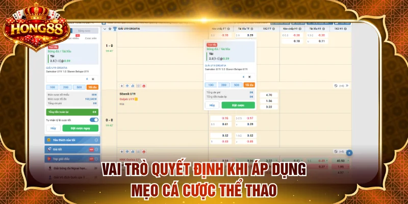 Vai trò quyết định khi áp dụng mẹo cá cược thể thao